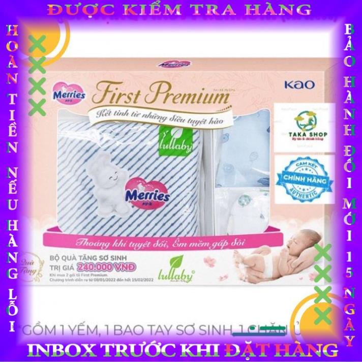 Bộ chăn ủ + yếm + bao chân cao cấp cho bé Sơ sinh Lullaby (quà tặng Merries) sangthi