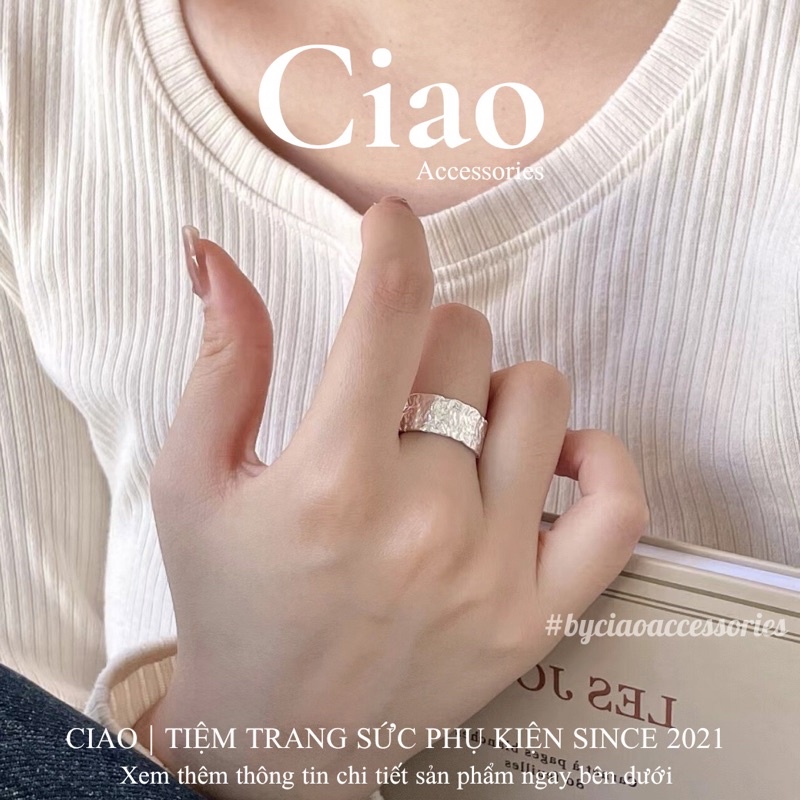 [HOẢ TỐC 1H] Nhẫn mạ bạc S925 thiết kế bản rộng hoạ tiết mã 33 trendy Ciao accessories