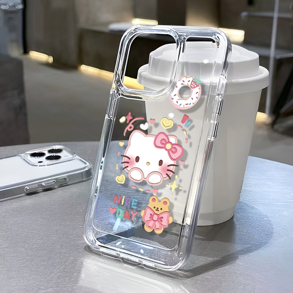 Ốp Điện Thoại Trong Suốt Hình Bánh Donut Hello Kitty Cho iphone 14ProMax 14Plus 13 11 12 7Plus X XR XS Max