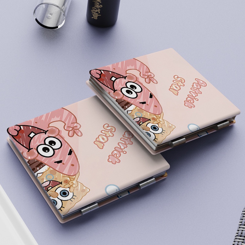 Gương Trang Điểm Mini Hình Vuông Họa Tiết Hoạt Hình Dễ Thương