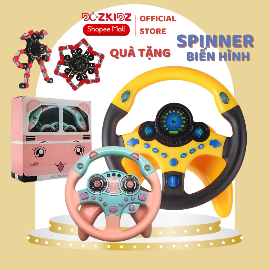 Vô lăng đồ chơi ô tô bé trai bé gái dùng pin có âm thanh các nút điều khiển cho trẻ 6 tháng đến 4 tuổi - DOZKIDZ