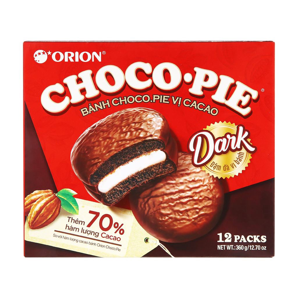 Bánh Orion Chocopie Đậm vị Cacao / Dark Chocopie hộp 360g
