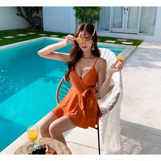 Đồ bơi nữ bikini váy đủ màu cam, xanh, tím, váy có quần liền trong, áo ngực mút có gọng nâng ngực
