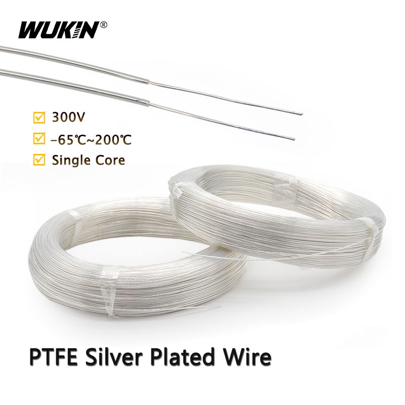 1 mét Dây mạ bạc PTFE lõi đơn trong suốt 30 / 28AWG Sq 0.12 / 0.2 / 0.5mm Độ tinh khiết cao OFC Cáp 