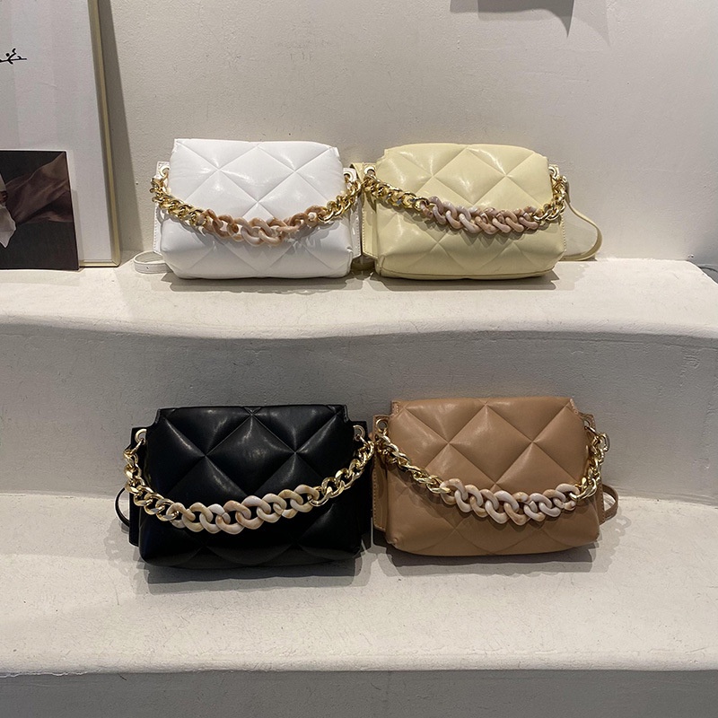 Túi Đeo Chéo Dây Xích Họa Tiết Hình Thoi Đơn Giản Thời Trang Cho Nữ