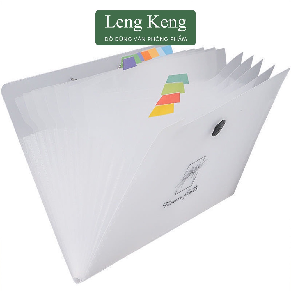 File đựng tài liệu văn phòng phẩm LENG KENG kẹp nhiều ngăn khổ A4