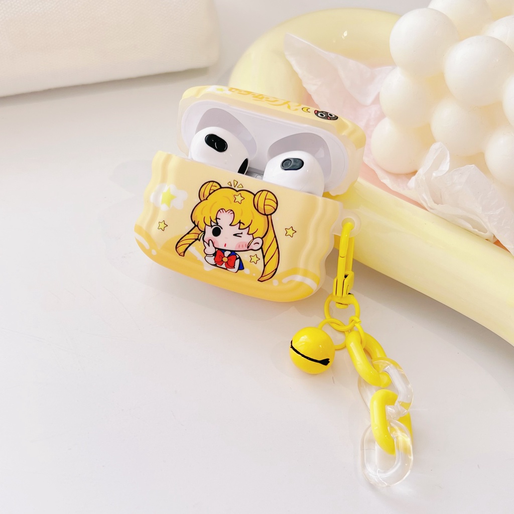 Sailor Moon Vỏ Bảo Vệ Hộp Sạc Tai Nghe Bluetooth Airpods 1 / 2 3 2021 Pro2 2022 Bằng Silicon Họa Tiết Thủy Thủ Mặt Trăng Dễ Thương Chống Sốc