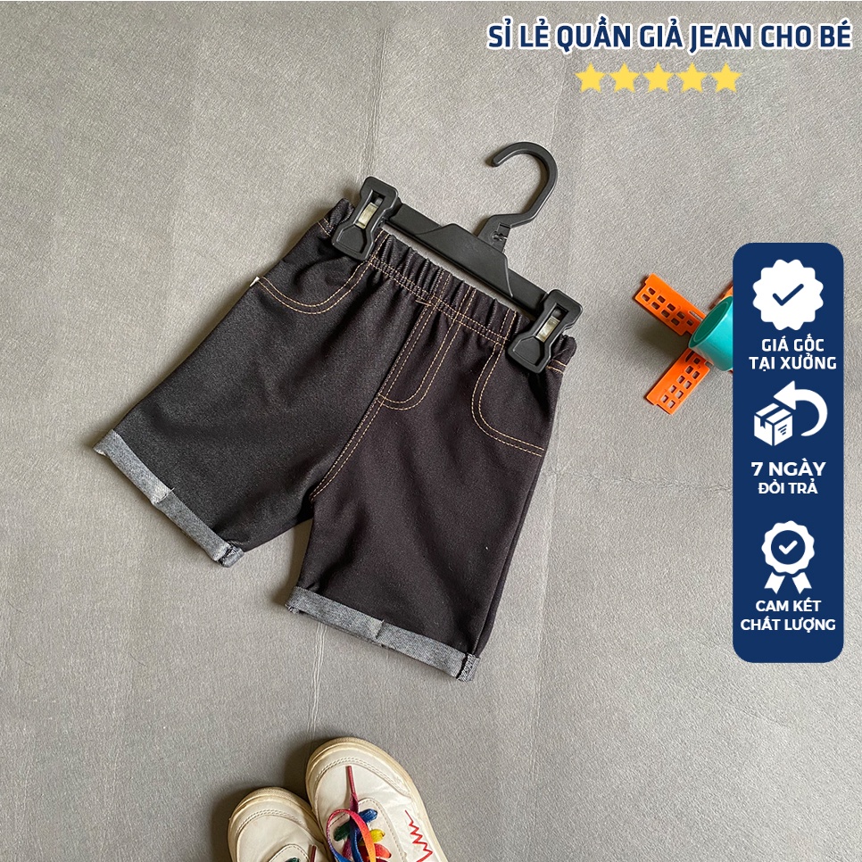 Quần đùi giả jean cho bé trai, bé gái co giãn, thoáng mát đủ size từ 8-20kg
