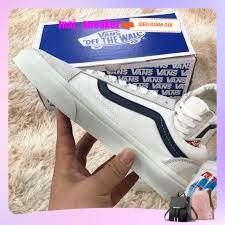 Giày Vans Vault Old Skool Trắng Sọc Đen hot 2022 giày nam nữ full bill box