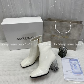Bốt boot jc da bóng mũi vuông gót trụ pha màu fullbox