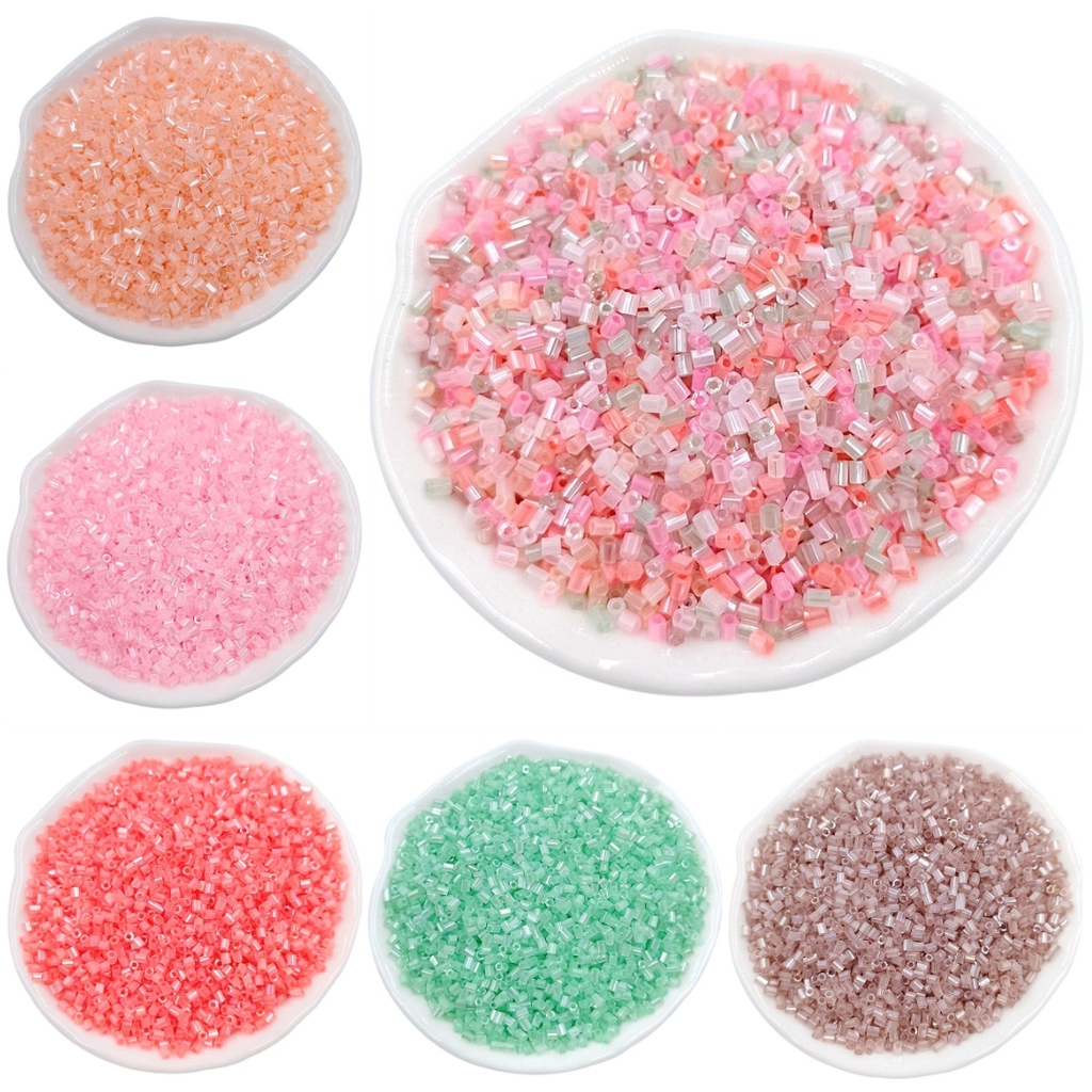 Bộ 500 Hạt Acrylic Hình Ống Tròn Màu Macaron Dùng Làm Trang Sức Thời Trang DIY