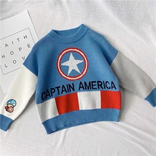 Áo len cổ tròn hình Siêu Nhân Batman Captain cho bé