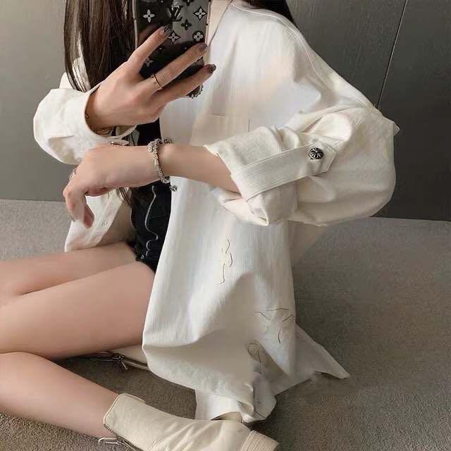 Áo Khoác Sơ Mi Dáng Rộng Phong Cách Hàn Quốc Thời Trang Xuân Thu 2024 Cho Nữ