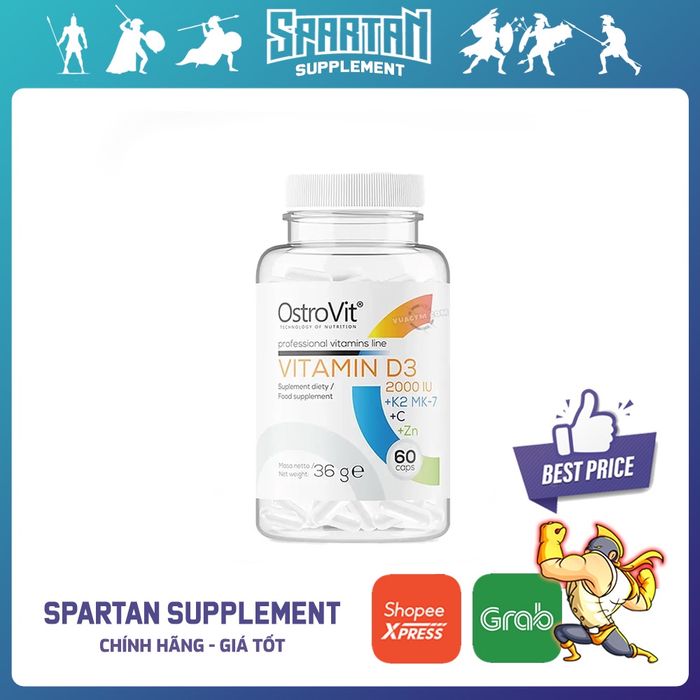 Ostrovit Vitamin D3 K2, Vitamin C, Zinc, Tăng cường sức khỏe toàn diện - 60 Viên