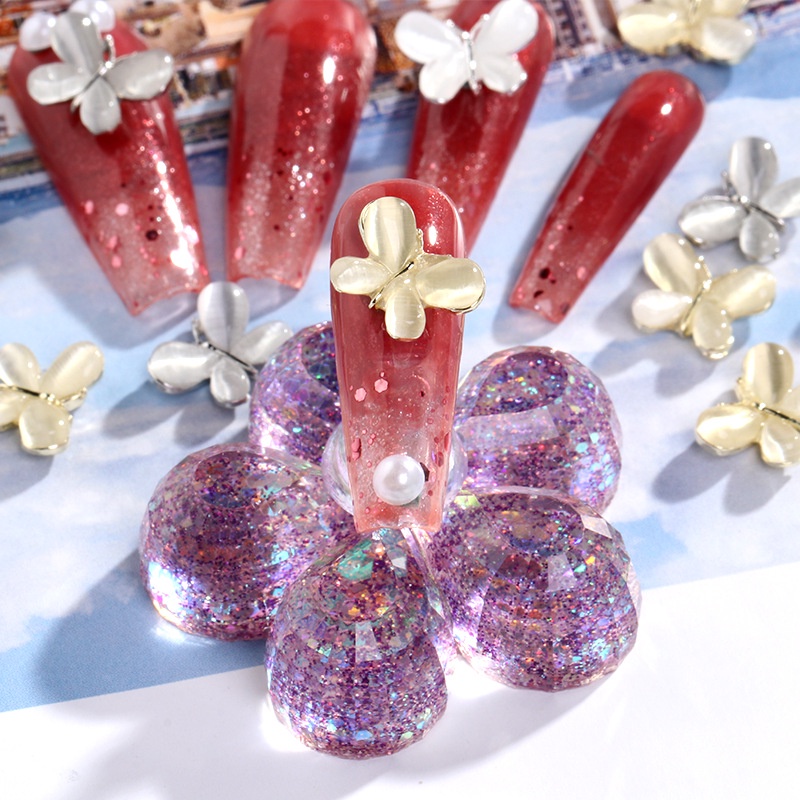 Phụ Kiện Trang Trí Móng Tay Hình Bướm Màu Trắng Mới Dành Cho Bạn Nữ