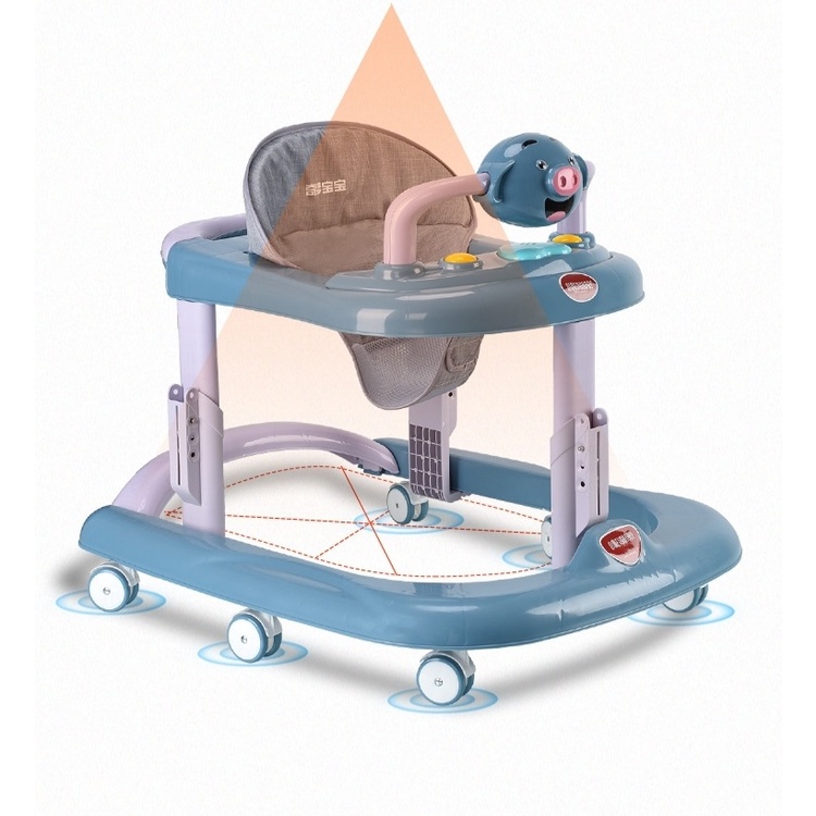 Xe tập đi xe chạy đa năng 2in1 chữ U cho bé có nhạc đèn 7 nấc chỉnh cao thấp dễ dàng