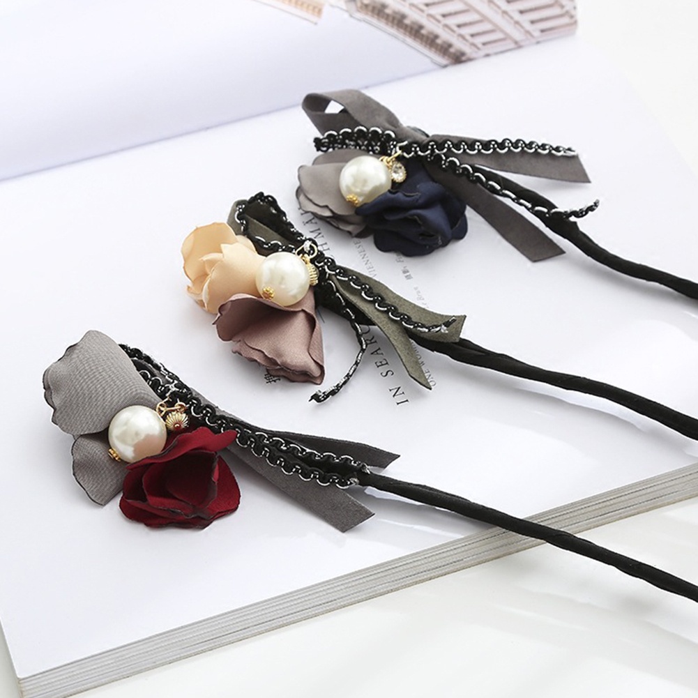 Dụng cụ búi tóc đính họa tiết hoa và ngọc trai giả hợp thời trang