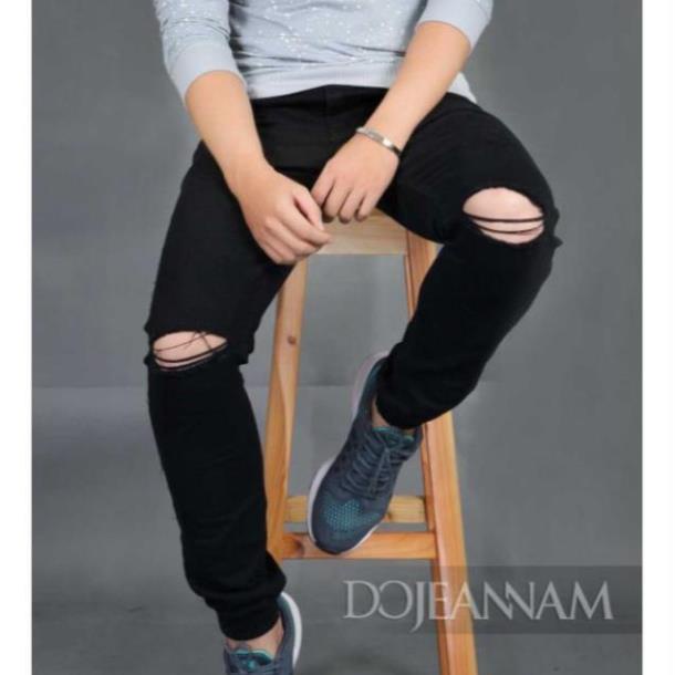 Quần Jeans Nam Đen Rách Gối Size Lớn 37 38 QJL ! ,