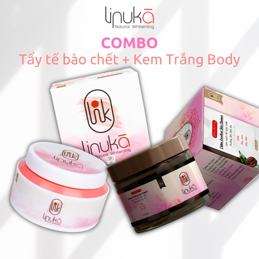 Tẩy tế bào chết body toàn thân trắng da kết hợp kem dưỡng trắng body LINUKA 350g