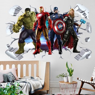 Marvel Avengers Dán Iron Man Captain America Hulk Miếng Dán Tường Tự Dính