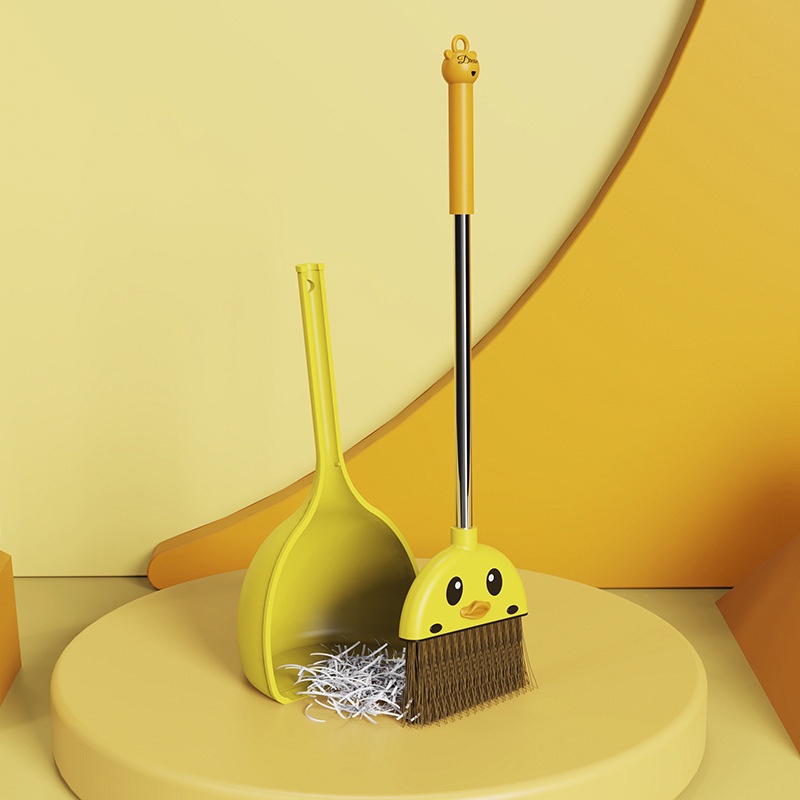 Set chổi + đồ hốt rác AMILA mini họa tiết vịt vàng hoạt hình cho bé (có bán lẻ chổi)