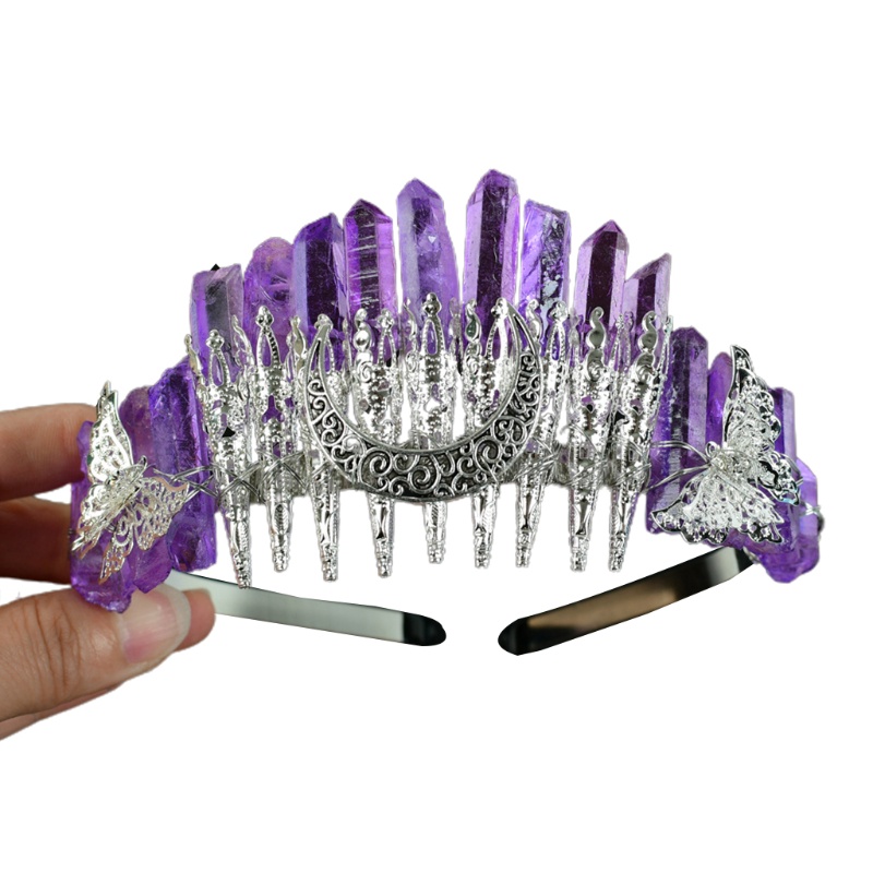 Vương Miện Đính Đá Pha Lê Hình Mặt Trăng / Bướm Bằng Kim Loại Thủ Công Phong Cách Boho Đẹp Mắt Dành Cho Hóa Trang