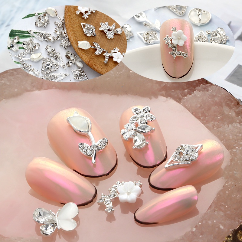 Phụ Kiện Trang Trí Móng Tay Bằng Hợp Kim Phối Đá Opal Thời Trang DIY