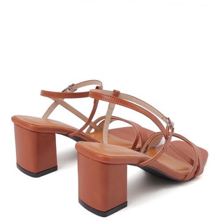 Sandal cao gót, gót vuông dây eo da
