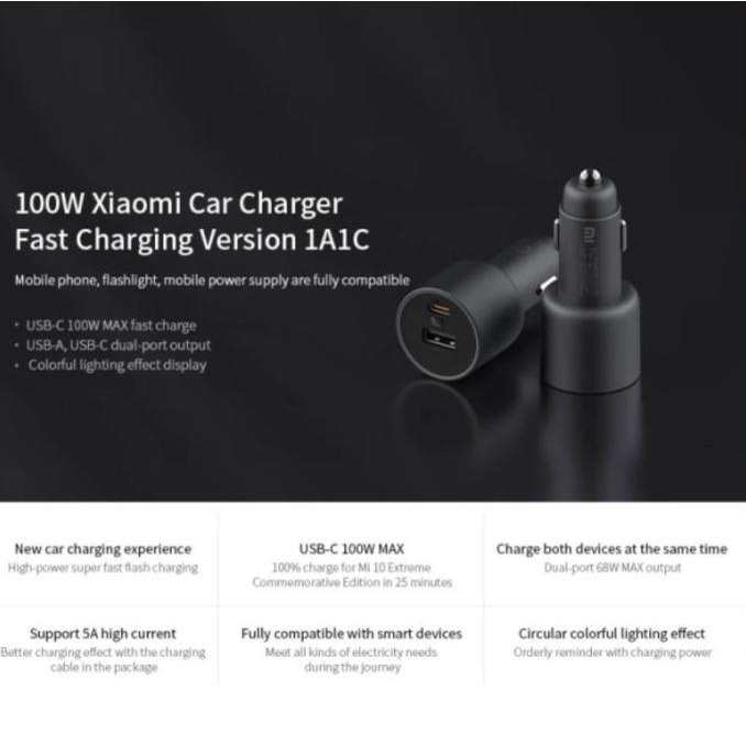Bộ Sạc Ô Tô Xiaomi 1A1C 100W TYPE-C USB!!!!!