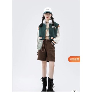 (có sẵn)áo khoác bomber lửng phối tay da