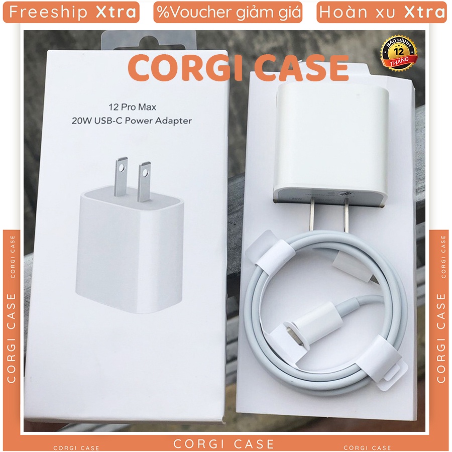 Bộ Củ Cáp Sạc Nhanh PD 20W USB-C to LN cho điện thoại IP Bảo hành 12 tháng [1 Đổi 1]