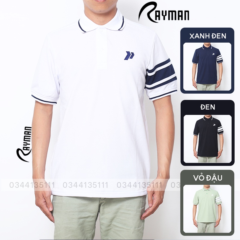Áo Thun Nam Có Cổ Big Size RAYMAN Áo Polo Cá Sấu Cổ Viền Tay Ngắn Phối Sọc
