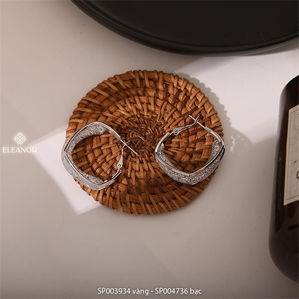 Bông tai nữ chuôi bạc 925 Eleanor Accessories đính đá lấp lánh sang chảnh phụ kiện trang sức 3934