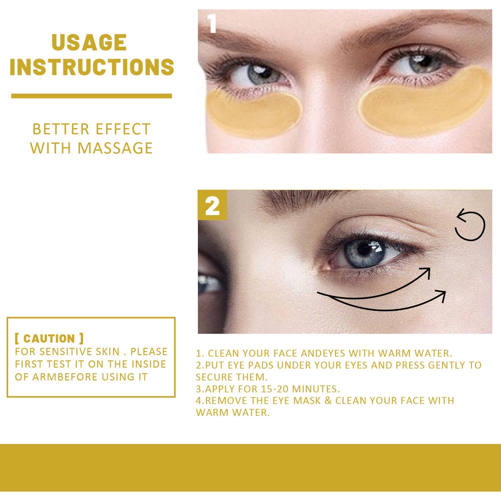 Set 60 Miếng Mặt Nạ Mắt Vàng 24k Bổ Sung Collagen Chống Lão Hóa Loại Bỏ Quầng Thâm Và Bọng Mắt