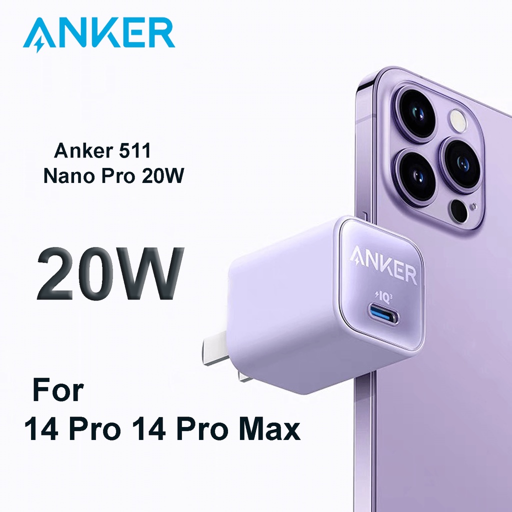 Củ Sạc nhanh 20W Tím Purple Sạc Nano Pro 20W 511 + Cáp PowerLine III Flow C to Lighting 0.9/1.8 Mét