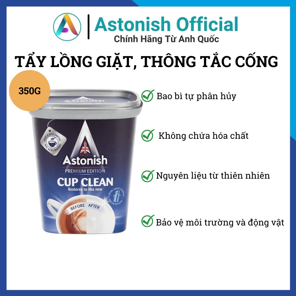 Bột tẩy đa năng ASTONISH tẩy lồng máy giặt thông tắc cống tẩy dầu mỡ lưới máy hút mùi C9630