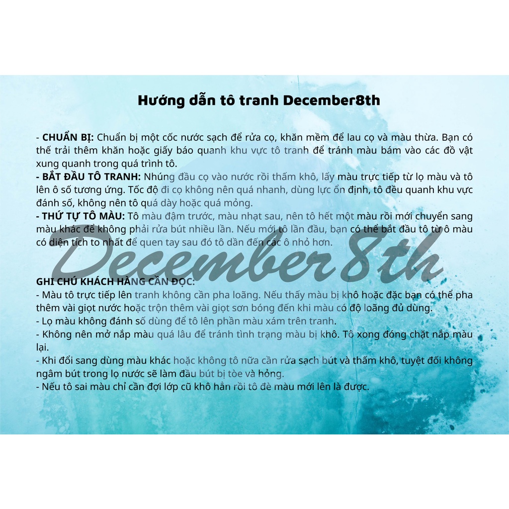 Tranh tô màu theo số Tranh sơn dầu số hóa December8th PARIS