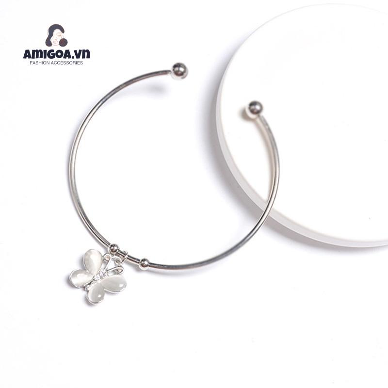 ✨✨Vòng Tay Hở Đính Đá Zircon Hình Bướm Đơn Giản Dễ Phối Đồ Cho Nữ