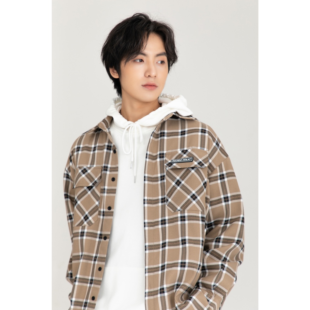 Áo Sơ Mi Nam Flannel MANDO Form Rộng Chất Vải Dạ Mỏng Dài Tay Họa Tiết Kẻ Caro Unisex Thời Trang Hàn Quốc SHT011