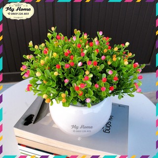 CHÙM HOA CHIÊM ĐIỂM SIÊU XINH 22cm - Hoa giả trang trí - Hoa lụa cao cấp