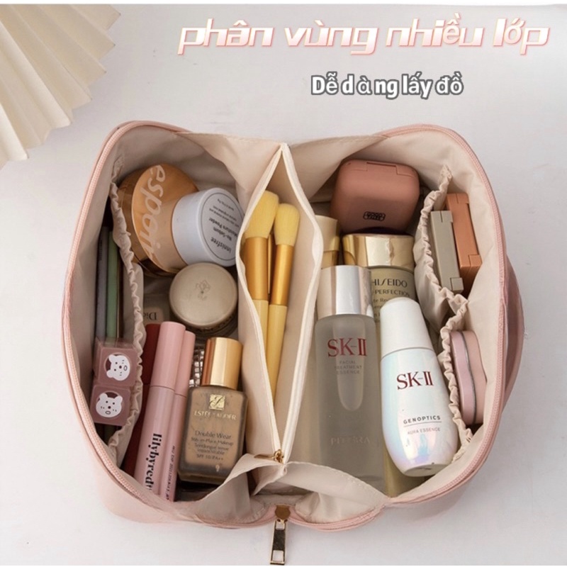 MVP2739 Túi đựng mỹ phẩm PU cao cấp xách tay nữ nhiều ngăn tiện lợi