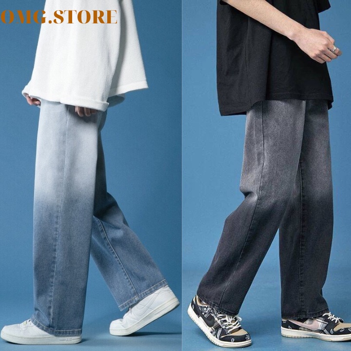 Quần Jean nam baggy wash 2 màu ống suông rộng dáng đứng vải jean bò cao cấp hottrend