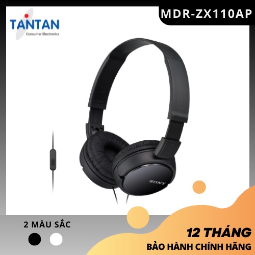 Tai nghe CHOÀNG ĐẦU Sony MDR-ZX110AP | Đầu cắm mạ vàng - Thiết kế gập gọn nhẹ - Màng loa Dynamic - Micro