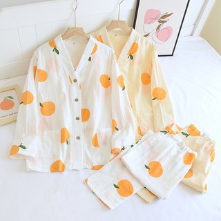 Bộ đồ mặc bầu và sau sinh thô đũi dài tay- mẫu cam vàng