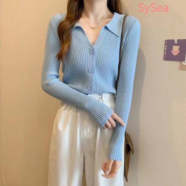 Áo Khoác Cardigan Dệt Kim Cổ Bẻ Thời Trang Mùa Thu Hàn Quốc Cho Nữ