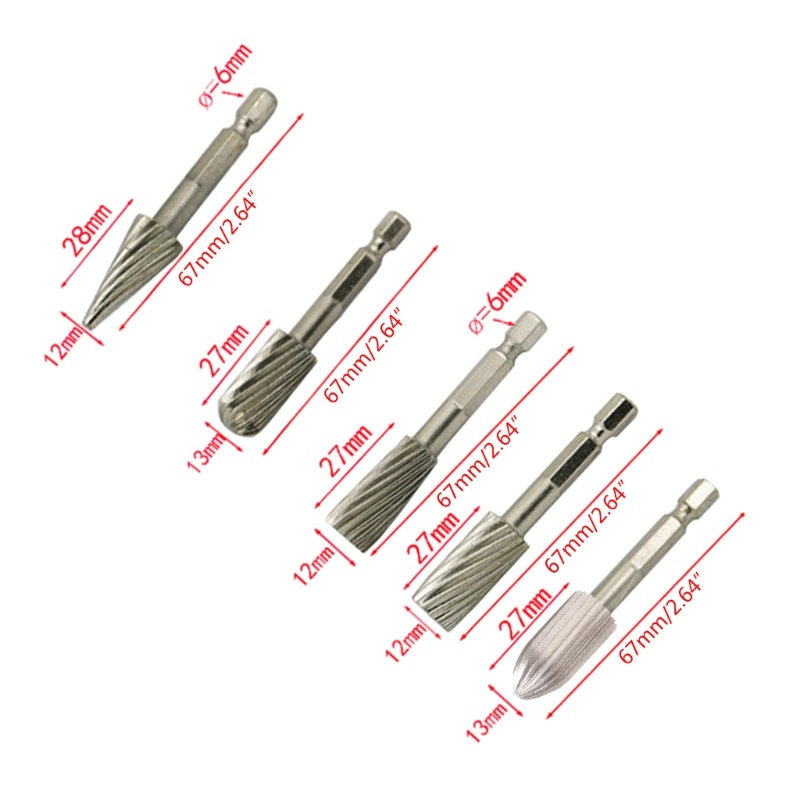 Bộ 5 Mũi Mài Dạng Xoay Nhiều Hình Dạng 1 / 4 "H.S.S.S Tự Làm