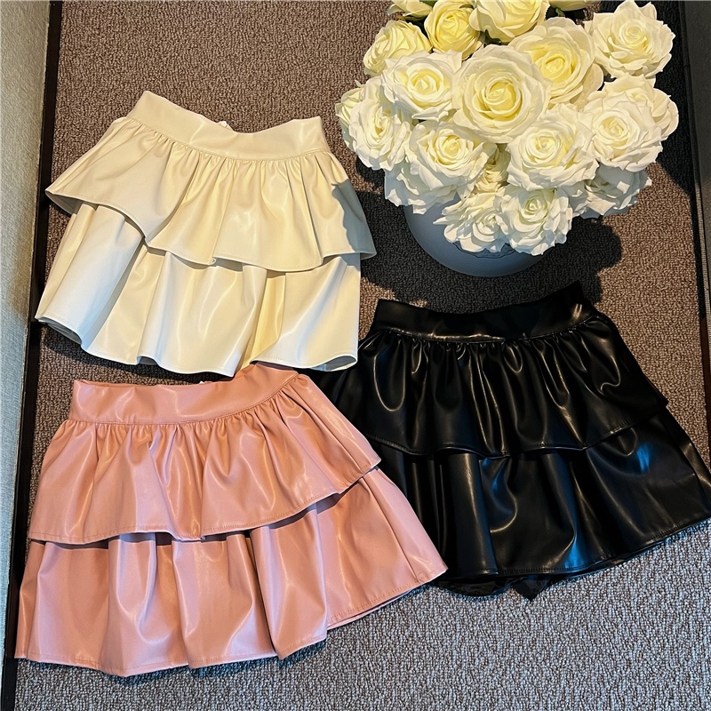 Chân Váy Da pu Ngắn Lưng Cao Thời Trang Thu Đông