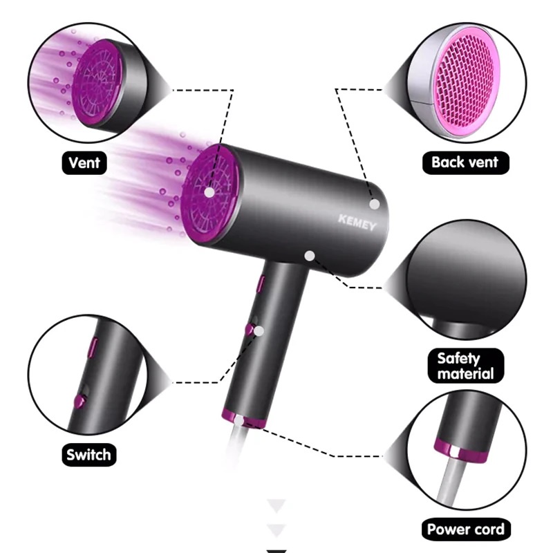 Máy Sấy Tóc Kemei Chuyên Nghiệp 6 Chế Độ Sấy Bảo Vệ Tóc Dành Cho Salon Kemey KM 8221