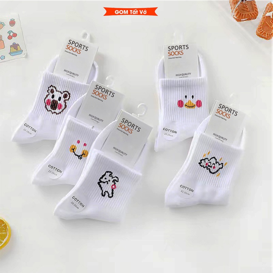 Tất Nữ Cổ Trung Họa Tiết Xanh Lá , Vớ Nữ Cổ Lửng Cotton Cao Cấp Thời Trang Êm Mềm Thoáng Khí - LISU14-LUNG-XANH-TIME