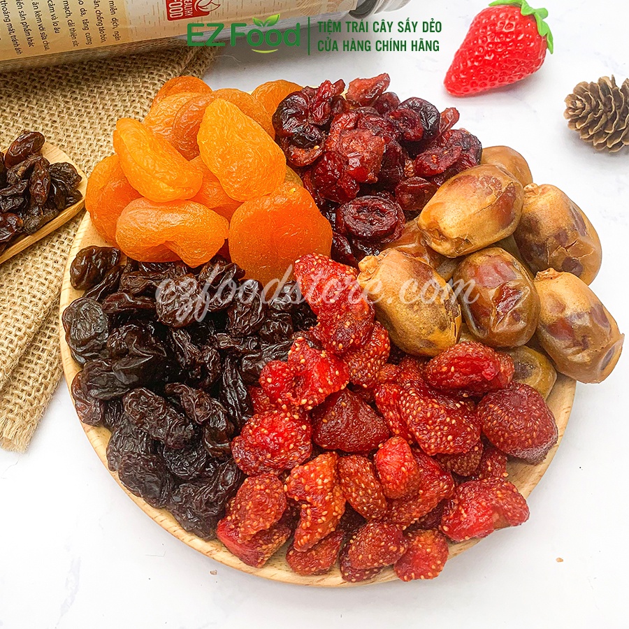 500G Mix Trái Cây Sấy Không Đường Cho Bà Bầu - Ăn Vặt Dinh Dưỡng, Tốt Cho Sức Khỏe
